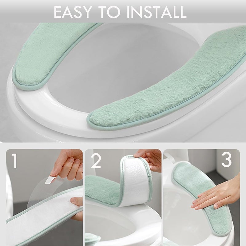 Iensen Thick and Warm Toilet Seat Cushion Cover - with Sticky Toilet Seat Cushion - Washable and Reusable Mat for Winter - Double Flap Separation, TPR Back Adhesive, Soft and Protective (Pink) - Image 4